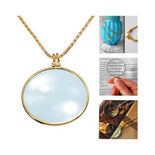 1pc Decorative Monocle Necklace With 5x Magnifier Magnifying Glass Pendant Gold Silver Plated Chain Necklace For Women Jewelry