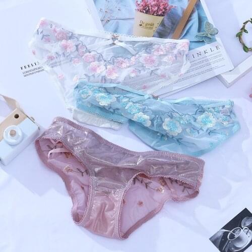 Luxury Lingerie Femme Sexy Seamless Floral Panties Briefs Transparent Lace Panty for Women Briefs Flowers Underwear Embroidery