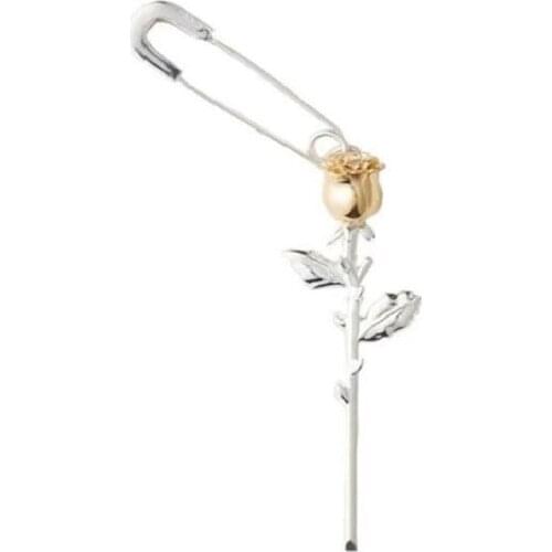 Rose Pin earrings gold silver color separation high version with net red same simple ear jewelry for men and women