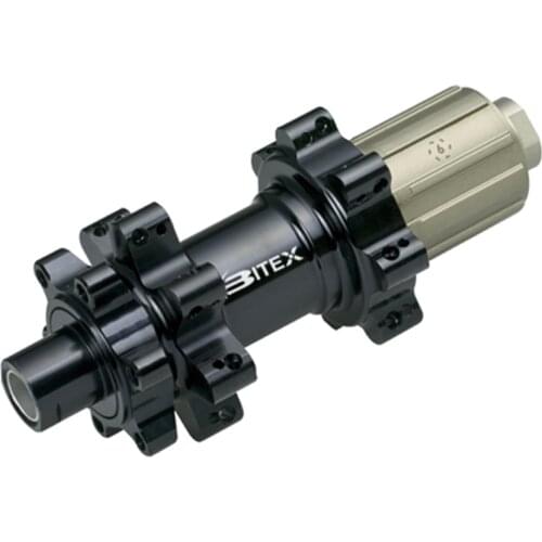 Bitex BX401 Straight pull mountain bike hub 28 holes front 100x15mm rear 142x12mm thru axle 6 pawls disc hub 10/11s black