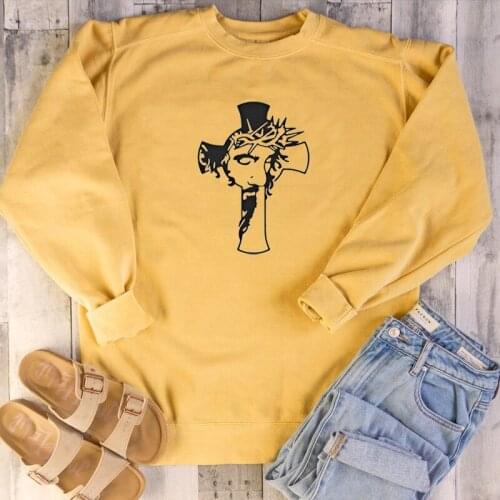 Jesus Cross sweatshirt graphic unisex funny women fashion pure cotton casual young hipster pullovers tumblr Christian Bible tops