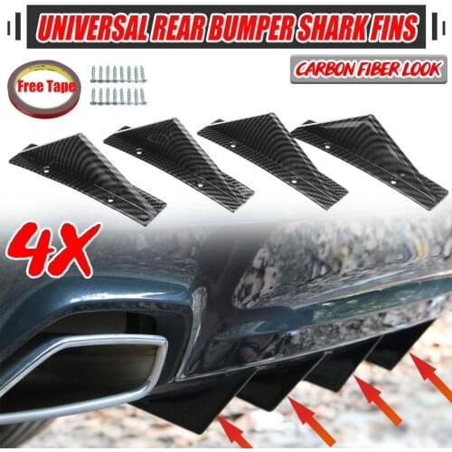 Universal 4pcs Car Rear Bumper Lip Diffuser Shark Fins Spoiler For VW For GOLF MK5 MK6 MK7 MK7.5 MK8 For AUDI A3 A4 A6 A7 A8 TT