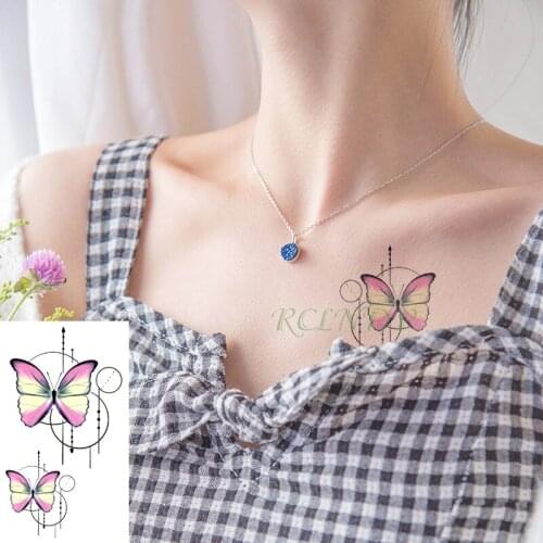 Waterproof Temporary Tattoo Sticker Butterfly Circle Tatto Stickers Flash Tatoo Fake Tattoos shoulder Leg for Girl Women