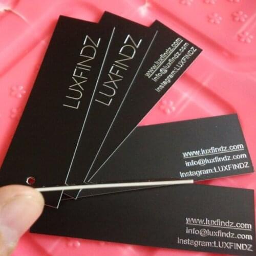 1000PCS Custom 800GSM thicken Black matte coated paper tags silver foil swing tag hot stamping