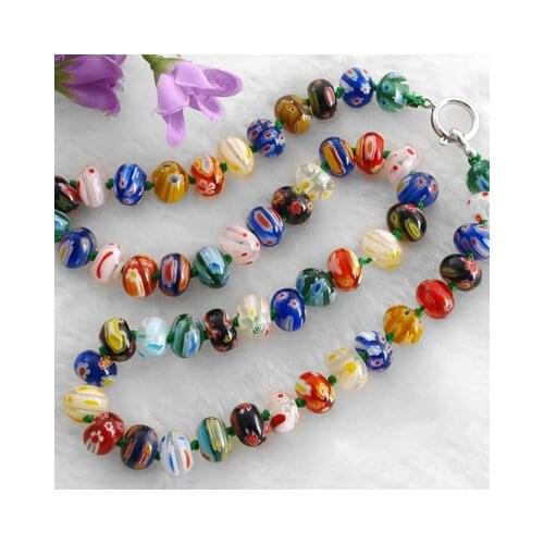 3PCS/Lot Millefiori Glass Lampwork Murano Beads Necklace 10x7mm HOT