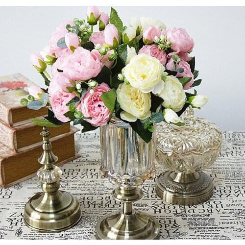 5 Heads Artificial Rose Flowers Bouquet Fake Silk Flower Party Home Room Decor