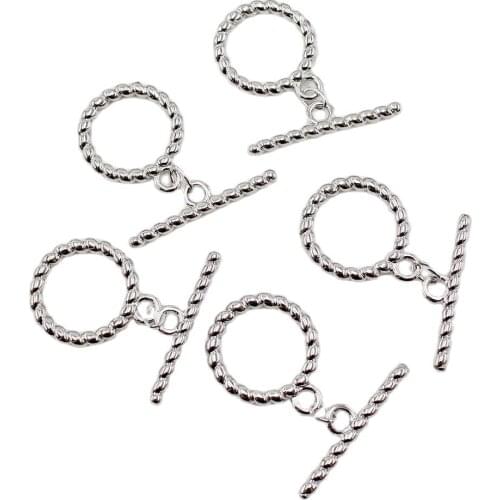 APDGG 5 Pcs Jewelry Findings 20MM Circle Round OT Clasps Silver Color For Pearl Bracelets Necklaces Making DIY Craft Accessories