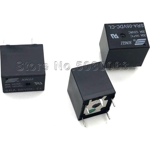 5pcs/lot Songle relay SRA-05V 12V 24VDC-CL T74 24V black 20A 5 pin