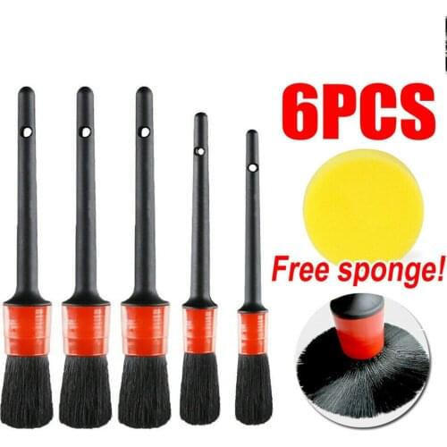 6Pcs Car Detailing Brush Set Auto Cleaning Dashboard Accessories Air Outlet Cleaning Brush Car Cleaning Tools Car Wash Brush