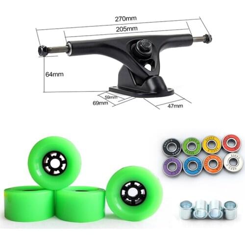 8inch Longboard Trucks Aluminium Alloy Bridge 97*52mm PU Big Wheels ABEC-9 Bearings Skateboard P Bridges