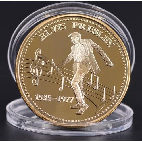 American rock star Elvis Presley 1935-1977 The King of N Rock Roll Gold Art Commemorative Coin Gift