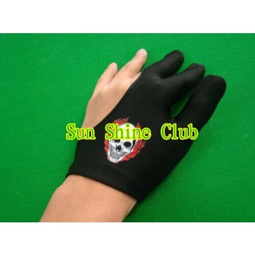 Free shipping 8pcs/lot high stretch 3 finger Skull-design billiard gloves/Pool Table Snooker billiard table Gloves
