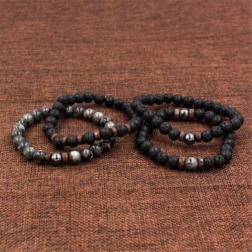 Bracelet Natural Moonstone Men Bead Blackstone Tibetan Buddha Bracelet chakra Lava Stone Diffuser Bracelets Men Jewelry Gifts