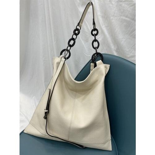 Brand Design Large Genuine Leather Handbag Womens Messenger bags Metal ring shoulder strap Shoulder bag Tote Lady bags 2021