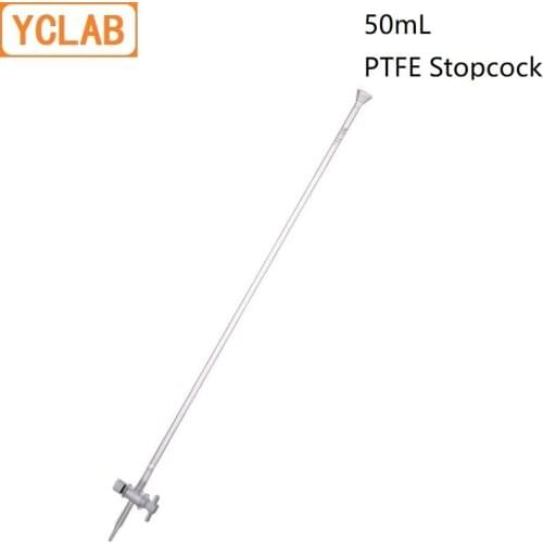 YCLAB 50mL Burette with PTFE Stopcock Class A Transparent Glass Laboratory Chemistry Equipment