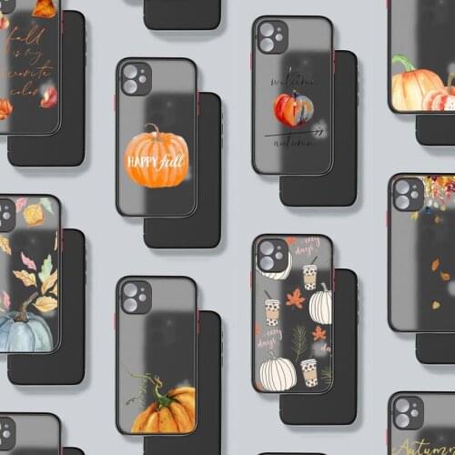 Autumn happy pumpkins Phone Case Matte Transparent for iPhone 7 8 11 12 s mini pro X XS XR MAX Plus mobile bags coque funda