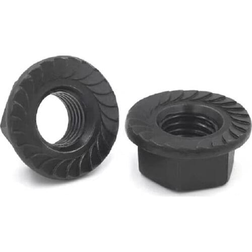 Black 304 Stainless steel M3 M4 M5 M6 M8 M10 M12 DIN6923 Hexagonal Flange Nut Flower Nut Anti-skid Anti-loose