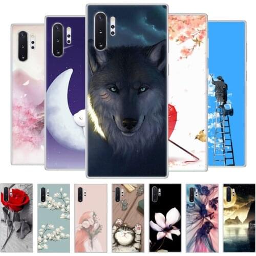 For Samsung Note 10 Case Silicone Wolf flowers Soft Case For Samsung Galaxy Note 10 Plus 5G Housing Note10+ Pro TPU Back Covers