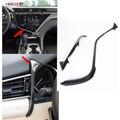 For Toyota Camry 2018 2019 2020 Car Carbon Center Console Stripe Decorate Cover Trim ABS Plastic 2pcs