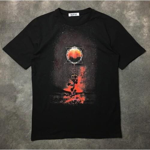 Men 19ss New Novelty Fashion Flames universe T Shirts T-Shirt Hip Hop Skateboard Street Cotton T-Shirts Tee Top kenye #C48