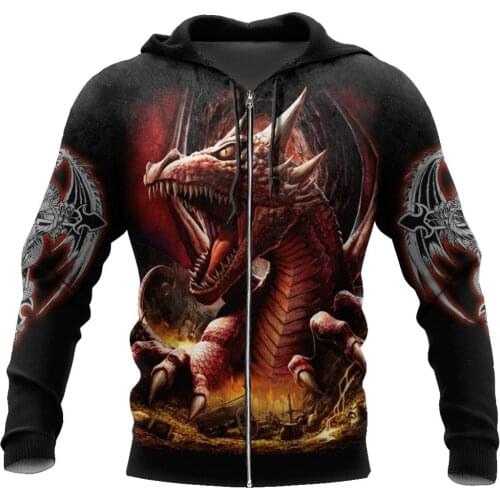 Armor Tattoo and Dungeon Dragon 3D Printed Unisex Deluxe Hoodie Men Sweatshirt Zip Pullover Casual Jacket Tracksuit KJ0280