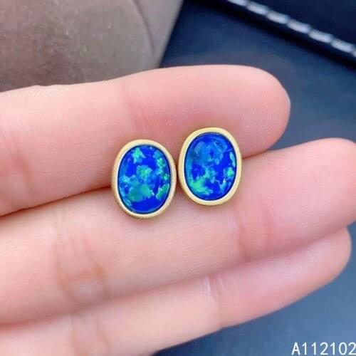 KJJEAXCMY 925 sterling silver inlaid natural opal girl luxury earrings new gemstone ear stud support test Chinese style