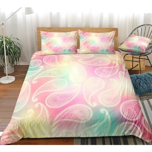 Paisley Bedding Set Bohemia Duvet Cover Set Colorful Flowers Pattern Bed Linen Girls Home Textile Rainbow Floral Bedclothes