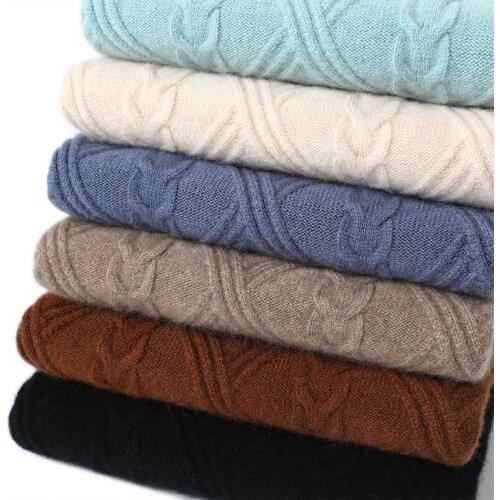 Beautiful thickened cashmere sweater women winter half high collar 100% pure cashmere sweater loose and lazy style