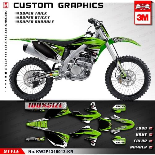 KUNGFU GRAPHICS Race Stickers MX Decals Dirt Bike Décor for KX250F KX 250F 2013 2014 2015 2016, Customizable
