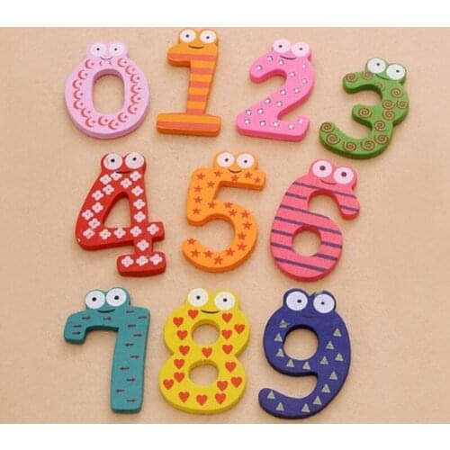 1set X mas Gift Set 10 Number Wooden Fridge Magnet Education Learn Cute Kid Baby Toy YKS