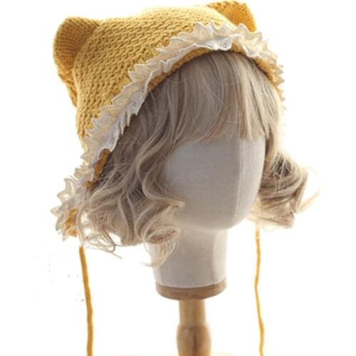 Cute Bunny Hat Winter Bomber Hats For Women Girl Rabbit Ear Plush Knit Beanie Cap Keep Warm Earflap Caps Ski balaclava