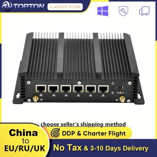 Topton 6 LAN Mini PC 10th Gen Intel i7 i5 i3 Processor, AES-NI, RS232, Fanless Industrial PC pfSense Firewall Router Gateway