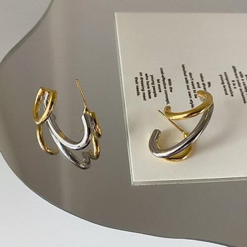 Trendy Fashion Metter Gold Spiral Claw Hook Stud Earrings for Women Goth Earring Mutli Layers Circle Ear Piercing Jewelry