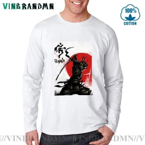 Samurai Mens Long Sleeve T Shirts Japanese Rurouni Samurai T-Shirt Samurai Ronin Blade Graphic Tee Shirts Samurai Oversized Tee