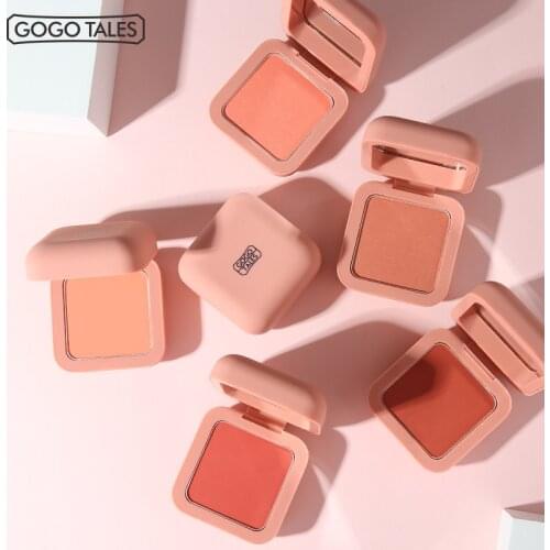 GoGo Tales Natural Blush Baked Cheek Face Blusher Texture Matte Face Base 6 Colors Mineral Blusher Palette Blush Nude Makeup