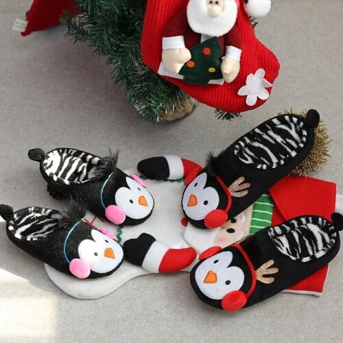 Autumn Winter Family Matching Cotton Warm Slippers Unisex Flannel penguin Slippers Kid Home Indoor Baby Soft Cartoon Floor Shoes