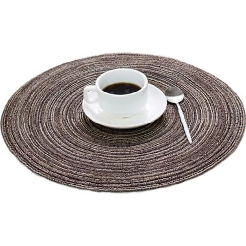 Solid color round anti-scalding woven table mat household items cotton yarn placemat insulation Western mat