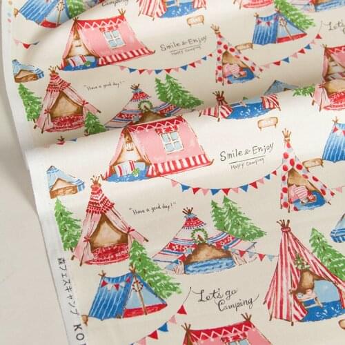 Half-Meter Japanese Oxford Cotton Fabric Patchwork Fabric Happy Camping A