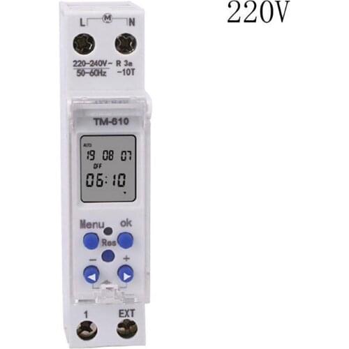 SINOTIMER TM610 Programmable Timer Switch LCD Display 18mm Single Module Din Rail 220V External Trigger Switch