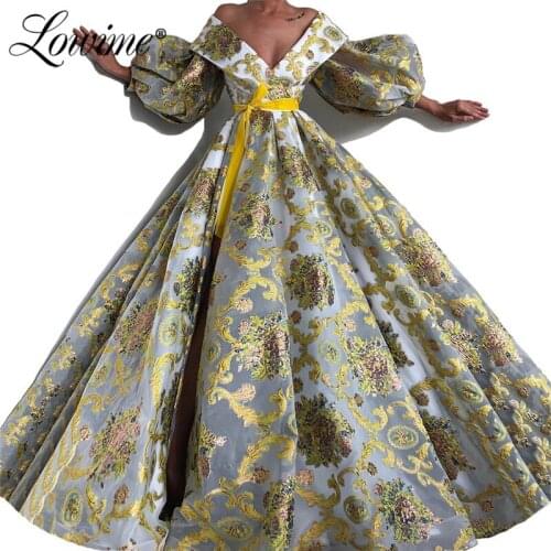 Puffy Prom Dresses Pageant Party Gowns 2020 V Neck Robe Soiree Dubai Long Evening Dresses Vestido De Festa Custom Formal Dresses