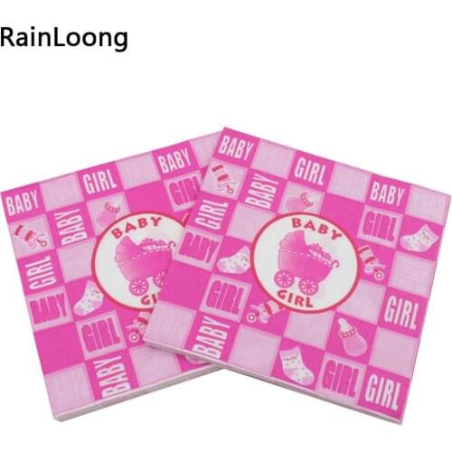 [RainLoong] Printed Pink Baby Paper Napkins For Girl Tissue Printed Napkin Decoration 33CM*33cm