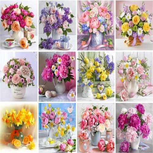 SDOYUNO Acrylic Paint By Numbers Moon Flowers DIY 60x75cm Oil Painting By Numbers Scenery Digital Canvas Painting Home Decor