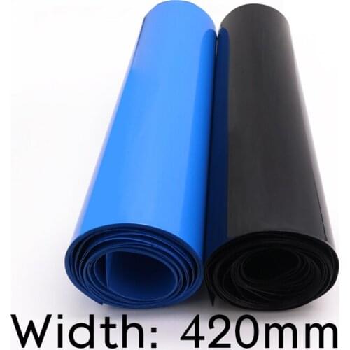 Width 420mm (Diameter 268mm) Lipo Battery Wrap PVC Heat Shrink Tube Insulated Case Sleeve Protection Cover Flat Pack Blue Black
