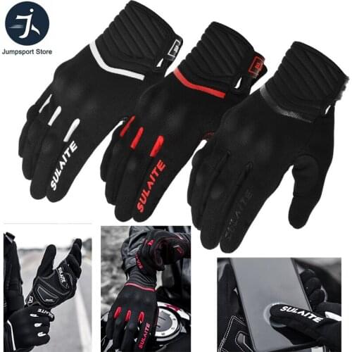 SULAITE Shockproof Cycling Gloves Breathable Riding MTB Bike Bicycle Gloves Men Full Finger Touch Screen Motorcycle Sport Gloves
