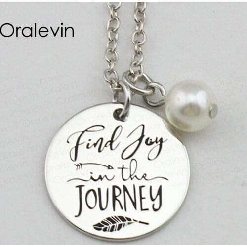 FIND JOY IN THE JOURNEY Inspirational Hand Stamped Engraved Charm Custom Pendant Necklace Handmade Jewelry,10Pcs/Lot, #LN2424