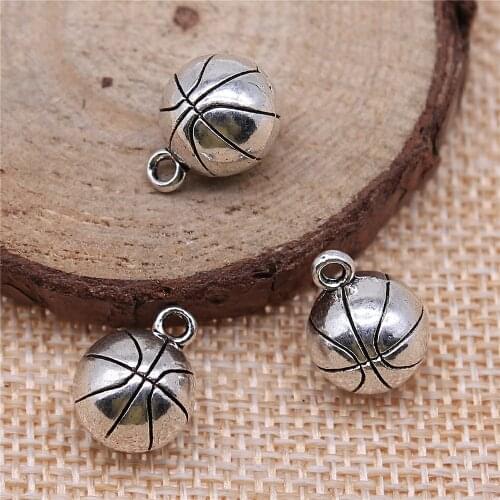 WYSIWYG 4pcs 11mm 3 Colors Antique Gold Antique Silver Color Antique Bronze Basketball Charms 3D Basketball Ball Pendant