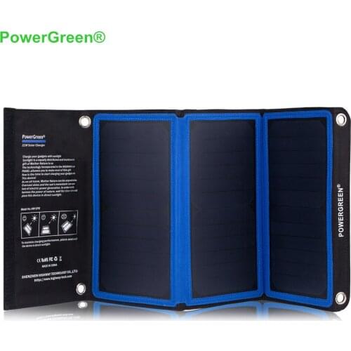 PowerGreen Solar Power Bank 21 Watts Foldable Solar Charger Umbrella Solar Cell Solar Battery Backup Bag for Hiking for Cycling