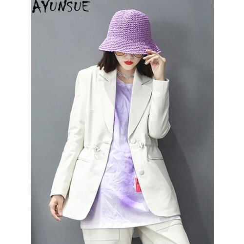 AYUNSUE Spring Autumn Leather Jacket Women White Laides Real Sheepskin Coat Korean Style Women Clothing Chaquetas De Mujer 2021