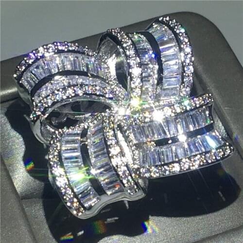 Luxury Big Flower 925 Sterling Silver ring AAAAA zircon Stone Engagement Wedding Band Rings for women Bridal Statement Jewelry