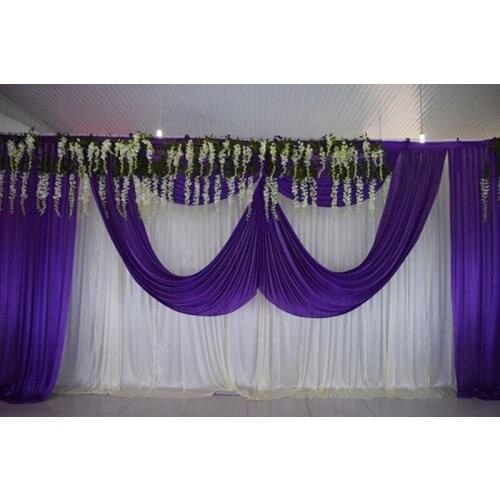 10ft*30ft (3m*6m3m height 6m wide white purple wedding backdrop curtain with swag wedding drapes backdrops decoration event part